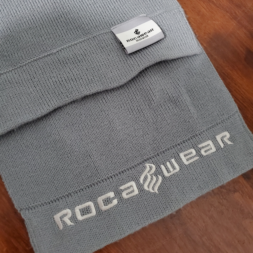 Rocawear Headwear Mens Gray Knit Scarf One Size Streetwear Logo Embroidered